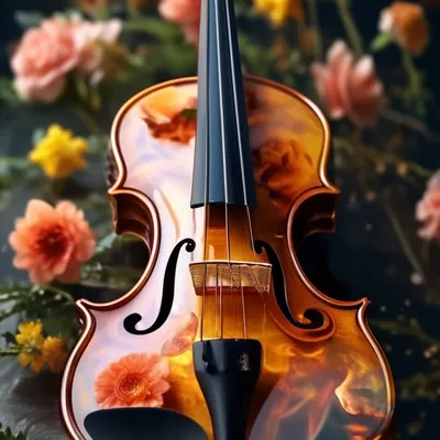 Цветы в скрипке, внутри стеклянной …» — создано в Шедевруме