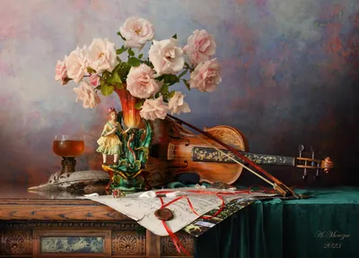 Скачать обои цветы, розы, ноты, скрипка, лист разрешение 1280x1024 #144776