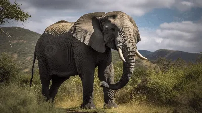 Охотник в Африке на слона» — создано в Шедевруме
