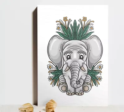 Африканский слон изолирован на белом фоне. Рисунок карандаша Стоковая  иллюстрация ©FirsArt #114233722