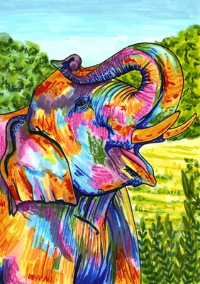 Голова слона рисунок - 71 фото