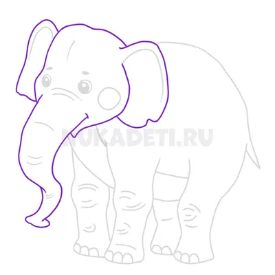 Картинки слонов для детей для срисовки карандашом