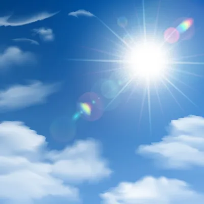 Яркое солнце на голубом небе с облаками Стоковое Фото - изображение  насчитывающей солнце, весна: 152765788