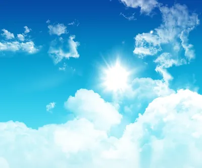 Яркое солнце на голубом небе - красивые фото
