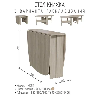 Стол книжка 880х300/900/1690/2280х740 Дуб сонома (4937070) - Купить по цене  от 7 117.00 руб. | Интернет магазин SIMA-LAND.RU