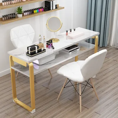 Дизайнерская мебель двойного салона красоты, профессиональные столы для  маникюра, двухслойный Маникюрный Стол и Стулья | AliExpress