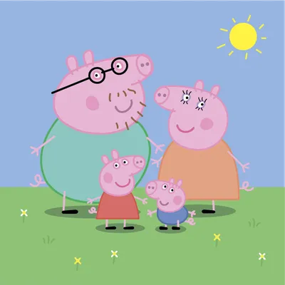 Переводная временная татуировка Семья Свинки Пеппы Peppa Pig Family -  неоновая тату