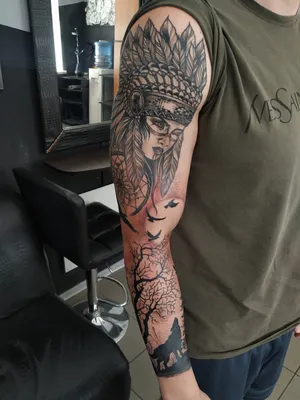 Тату индеец | ANATOMY TATTOO STUDIO | Дзен