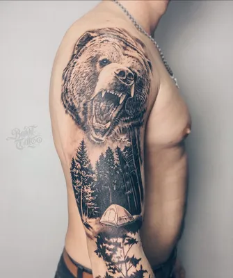 Татуировка медведь на плече Тату на плече Тату медведь