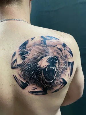 Тату на плече медведь (33 фото)