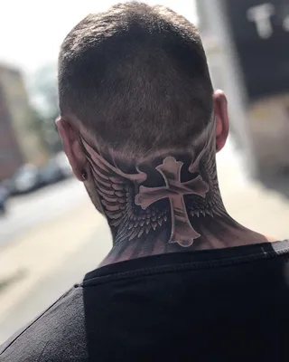 Татуировка мужская графика на шее трещины 5025 | Art of Pain
