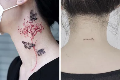 neck tattoo - neck tattoo for women - neck tattoo ideas. Explore more  Tattoo ideas on positivefox.com … | Back of neck tattoo, Best neck tattoos,  Neck tattoos women