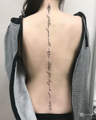 Фото тату в стиле надписи на спине парня — KissMyTattoo.ru