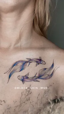 Татуировка мужская графика на голени рыбы - мастер Анастасия Родина 3073 |  Art of Pain