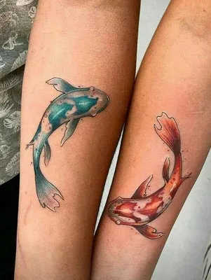 Карпы Рыбы контур эскиз тату | Татуировка на всю руку, Тату, Узоры хной
