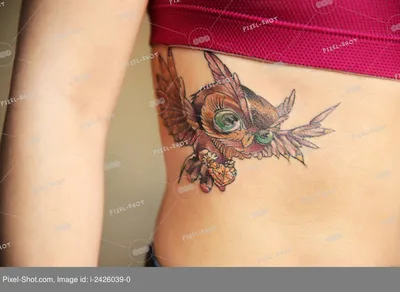 Татуировка женская реализм на предплечье сова с оранжевыми глазами - мастер  Анастасия Юсупова 4033 | Art of Pain
