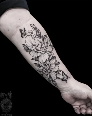 Фото тату полевые цветы на предплечье сделать в тату салоне в Москве по  низкой цене