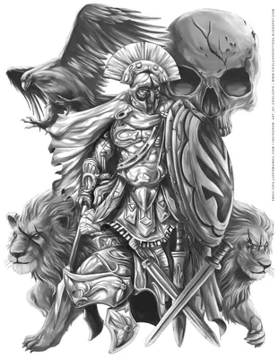 черное тату-арт с сильным силуэтом воинов Иллюстрация вектора - иллюстрации  насчитывающей нарисовано, характер: 156844872
