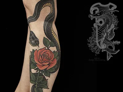 Купить Большой размер, черная змея, временные татуировки, наклейки для  женщин и мужчин, водостойкая поддельная татуировка на талии, темное вино,  змея, татуировка | Joom