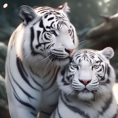 Белый тигр и тигрица любят друг …» — создано в Шедевруме