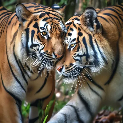 Тигр и тигрица, любовные игры, фото…» — создано в Шедевруме