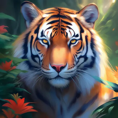 Аватарка тигр , красиво» — создано в Шедевруме