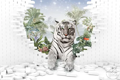 Векторная Иллюстрация Тигра Изолирована Белом Фоне Большая Дикая Кошка  Сибирский Векторное изображение ©Dovla982 376834508