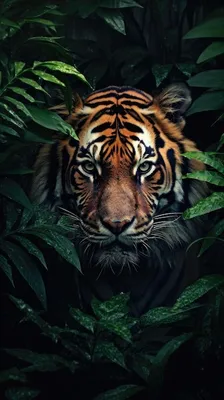 Величественный тигр, выходящий из густых джунглей обои на телефон | Премиум  Фото