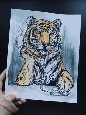 тигр #арт #рисунок #art #tiger | Художественные постеры, Рисунки животных,  Рисунки