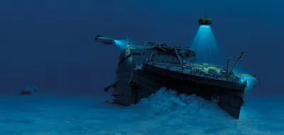 Общий дальний план, обломки Титаника…» — создано в Шедевруме