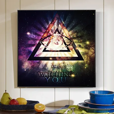 Интерьерная картина на холсте \"Символ глаз в треугольнике\" масонский  символ, размер 35x35 см - купить по низкой цене в интернет-магазине OZON  (510981270)