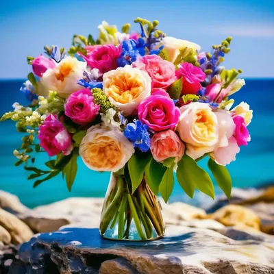 Букет диких цветов на фоне моря …» — создано в Шедевруме