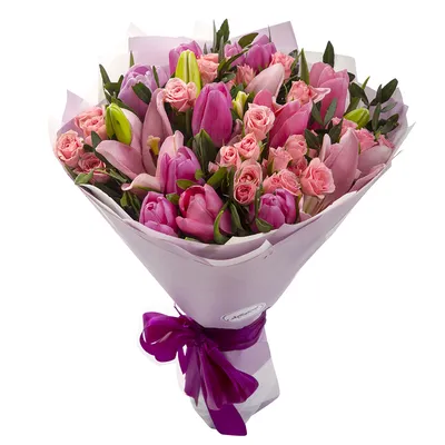 Artflower.kz | Букет из тюльпанов и роз \"Нежный сюрприз\" - Купить с  доставкой в Алматы по лучшей цене
