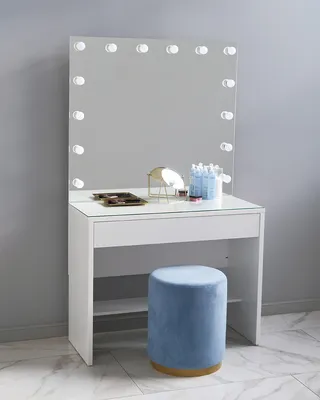 Небольшой туалетный столик 50 см из цельного дерева с керамической  столешницей, зеркалом и табуретом в интернет-магазине E-MALL.SU 8 800 775  8355