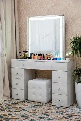 Гримерный туалетный столик с зеркалом 4.1Д80 | Бетон Пайн | Идеи домашнего  декора, Столики, Столик для макияжа
