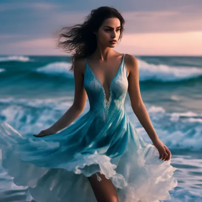 Фото Девушка в белом платье стоит на берегу моря, фотограф Дима Тараненко