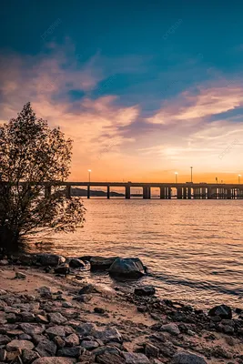 Панорама вечернего моря / Панорама из трёх кадров вечернего Аравийского моря  и залива