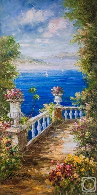 Вид на море с балкона N5» картина Влодарчика Анджея маслом на холсте —  заказать на ArtNow.ru