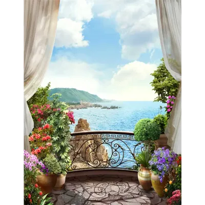 Фотообои Dekor Vinil \"Вид с балкона на море\" 200x260 см по цене 4500 ₽/шт.  купить в Ижевске в интернет-магазине Леруа Мерлен