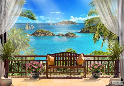 Фотообои Вид на море с балкона», (арт. 28050) - купить в интернет-магазине  Chameleon