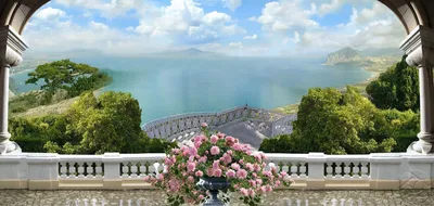 Картина Картина маслом \"Вид с балкона на море и горы\" 50x60 AV230110 купить  в Москве