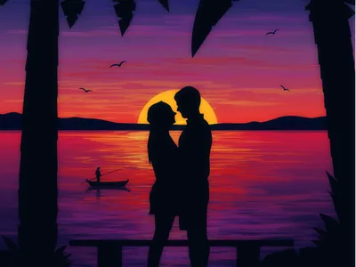 Влюбленная пара на закате стоковое фото ©adrenalina 52104687