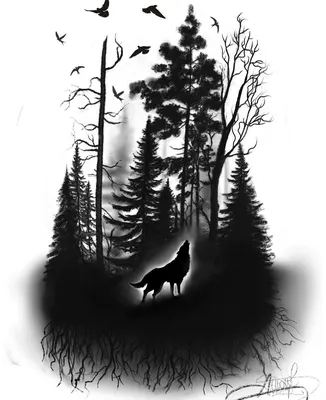 Купить картину Джерри Гадамус Волк в зимнем лесу - Damina.plus