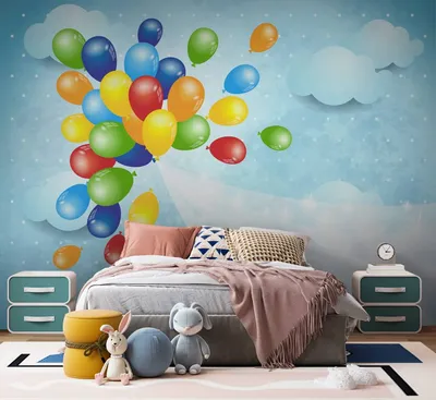 Фотообои Воздушные шарики в небе для стен, бесшовные, фото и цены, купить в  Интернет-магазине