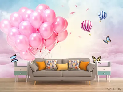 Ярко-розовые воздушные шарики на небе | Премиум Фото