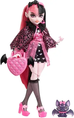 Модная кукла Monster High Дракулаура с розовыми и черными волосами,  фирменным внешним видом, аксессуарами и летучей мышью - купить с доставкой  по выгодным ценам в интернет-магазине OZON (1279672429)