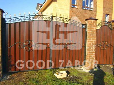 Ворота из профнастила с элементами ковки в Санкт-Петербурге, купить кованые  ворота из профлиста - Good Zabor