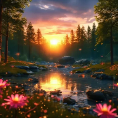 Фотография Природа лес Дороги Ствол дерева рассвет и закат Деревья