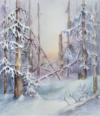 Зима в лесу рисунок - 75 фото