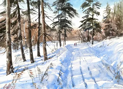 Купить картину Зима в лесу в Москве от художника Демин Сергей